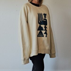 Women's REI Co-Op Crewneck Sweatshirt Forest XXXL Cream Nature Hiking Camping.